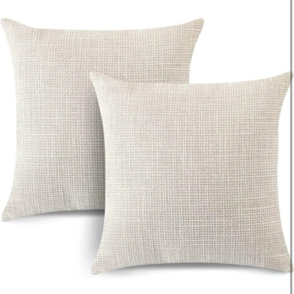 OTOSTAR Linen Throw Pillow Covers Set of 2 Decorative Square Pillowcases Cushion